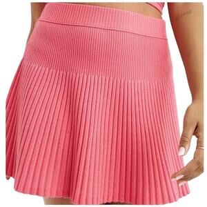 AERIE Take Charge Ribbed Pleated Sweater Knit Tennis Golf Skirt Pink NWT XL